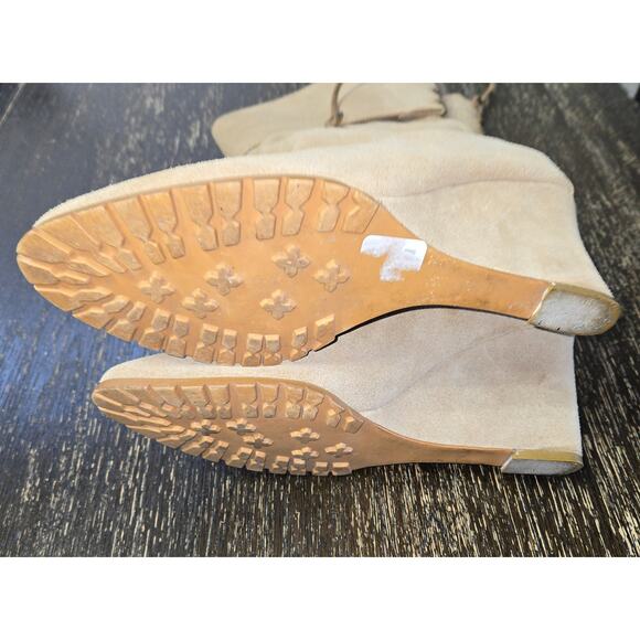 Colin Stuart Tan Suede Leather Slip ON Back Laced Wedge Boot Size 8 - Picture 5 of 10